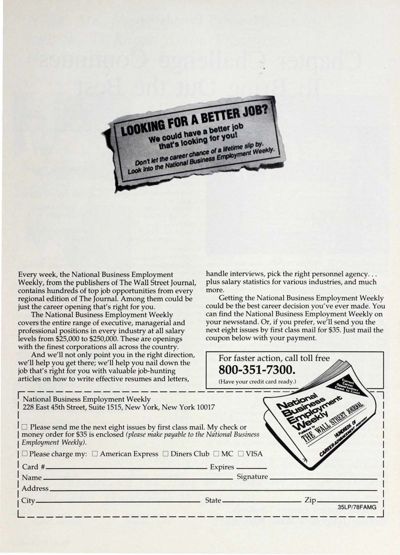National Business Employment Weekly, June 1989